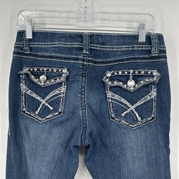 Vintage Y2K Twelve K USA Jeans Womens 6 Low Rise Bootcut Bedazzled Bling - Picture 5 of 12